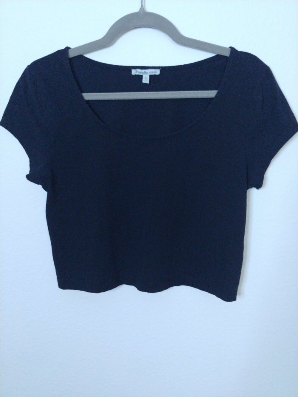 Charlotte Russe Black Scoop Neck Crop Top